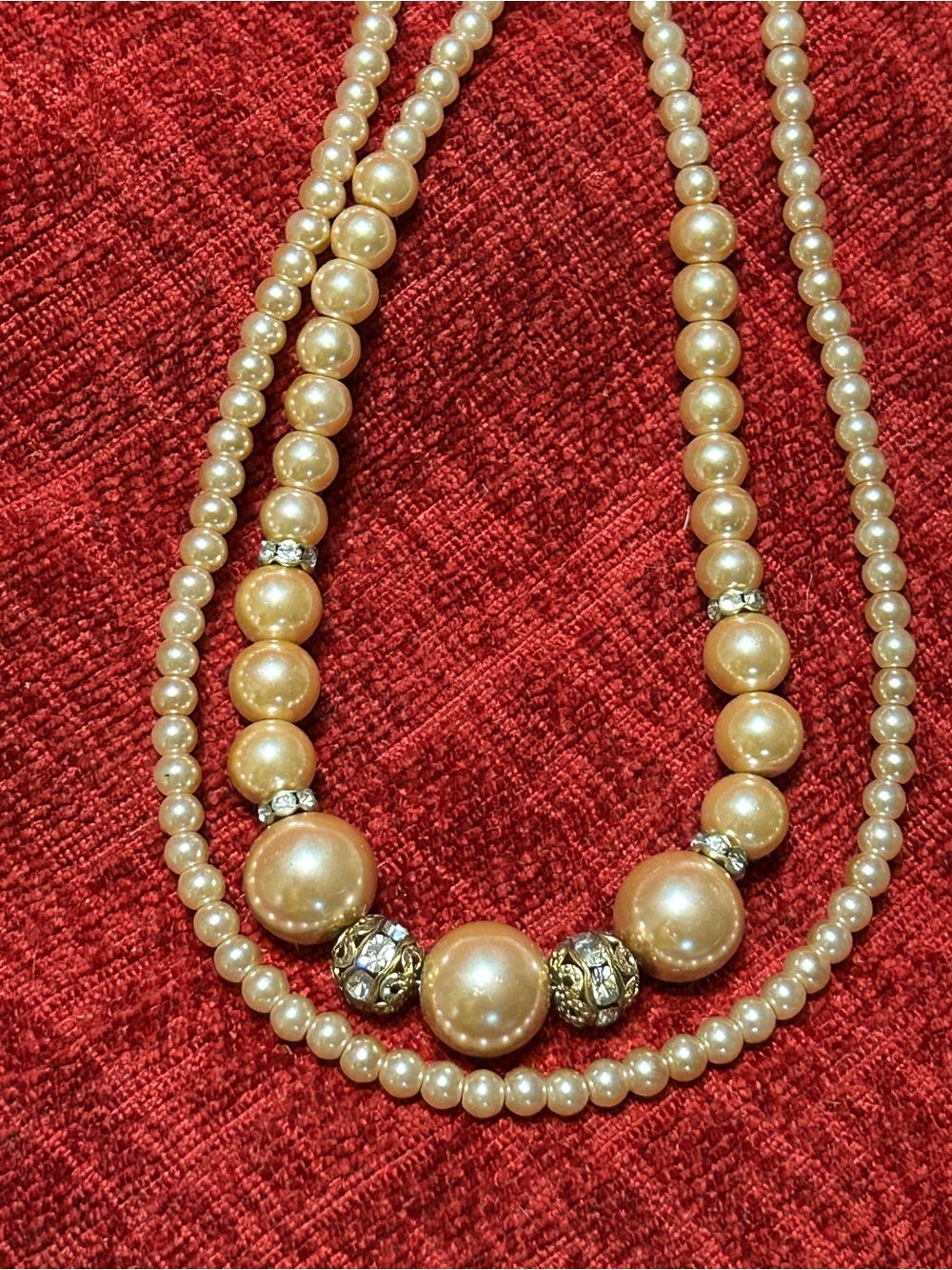 Vintage Classic Champagne Pearl Layered Necklace